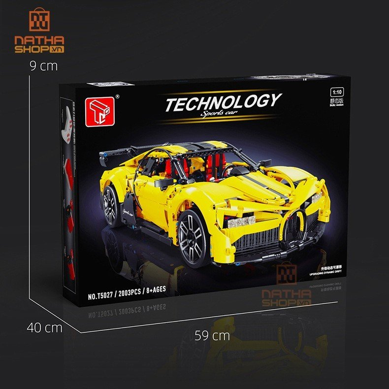 Mô Hình Lắp Ráp LEGO Nathashop Siêu Xe Bugatti Yellow T5027 Tỷ Lệ 1:10 2003 PCS