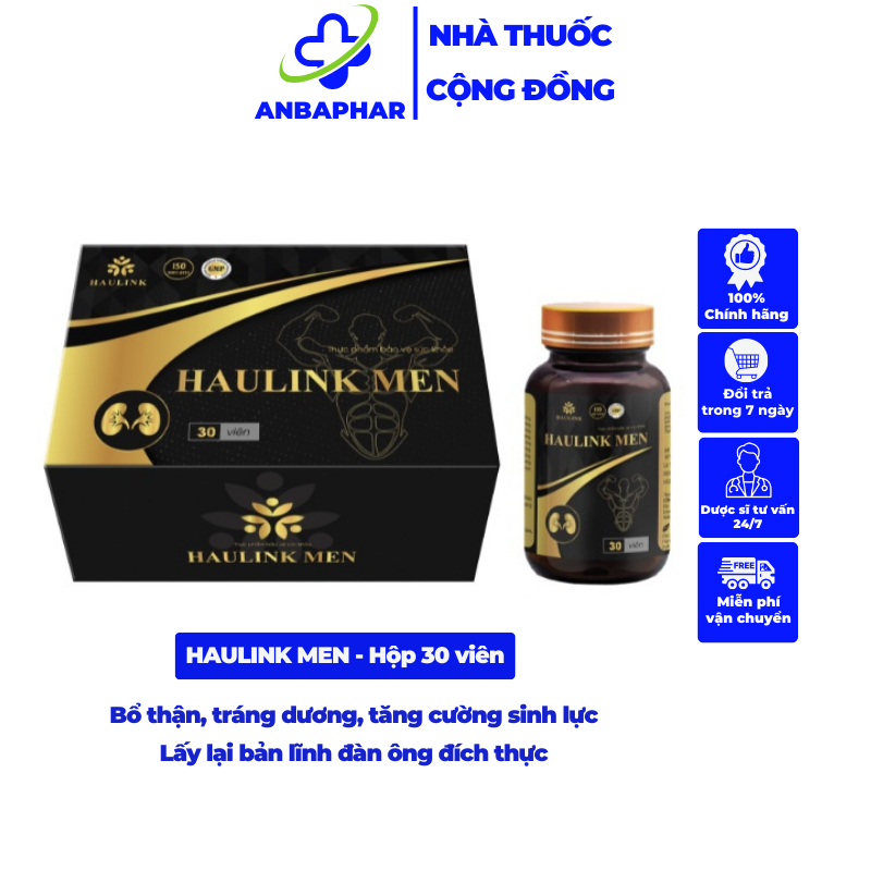 Haulink men - Bổ thận tráng dương, tăng cường sinh lực khẳng định bản lĩnh đàn ông đích thực, hộp 30 viên