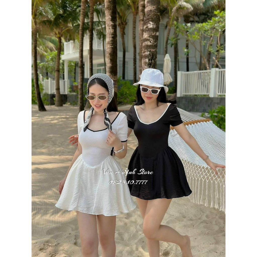 Đầm Xòe Cổ Tim Phối Viền Siêu Xinh CC133 Kèm Ảnh Thật