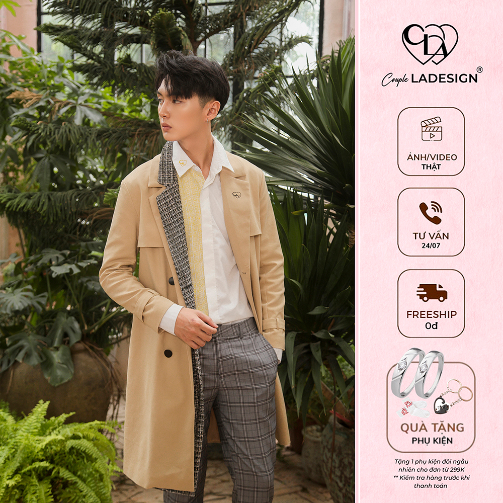 Áo Trenchcoat Áo Khoác Măng Tô Nam CoupleLADESIGN Beloved Trenchcoat Phối Dạ Tweed Độc Lạ, Sang Trọng Hàn Quốc