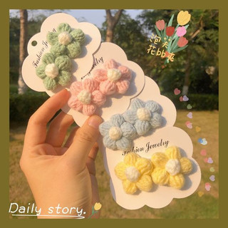 Kẹp tóc len hoa 5 cánh, kẹp tóc len handmade dễ thương làm quà tặng