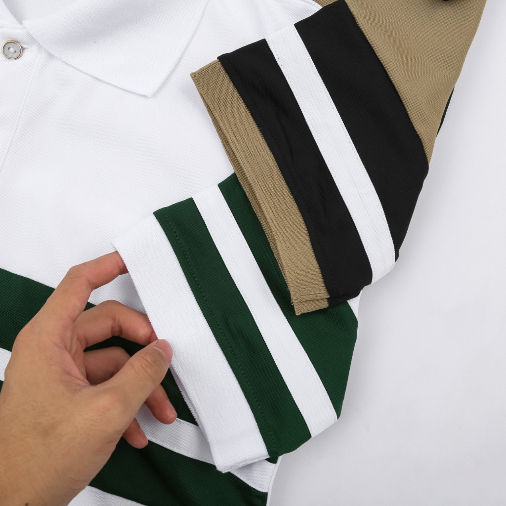 Áo polo nam local brand chính hãng BENLUX A003 phối sọc ngang Hàn Quốc chất cvc 4 chiều thoáng khí thoải mái