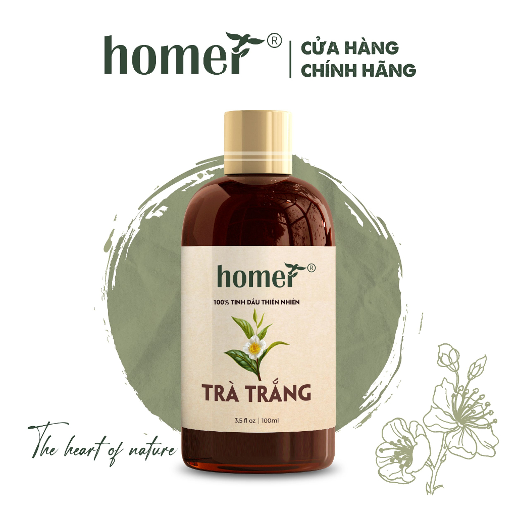 Tinh dầu Trà Trắng Homer 20ml/100ml - White Tea Essential Oil - đạt chuẩn chất lượng kiểm định