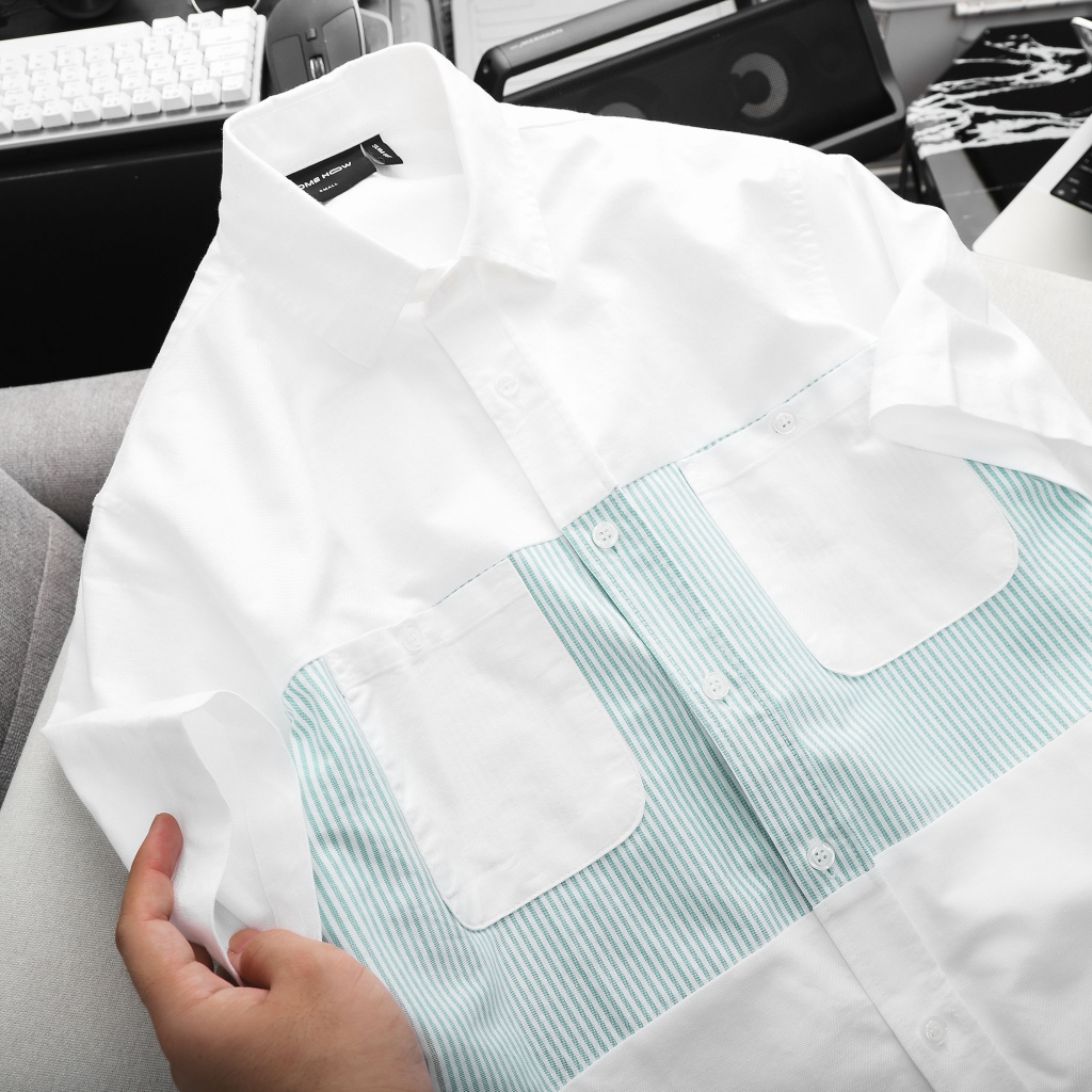 Áo Sơ Mi Nam NT Blue Stripes Pockets ,Chất Vải Oxford Thoải Mái, SM0051-01,SOMEHOW