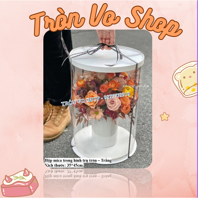 Hộp mica trong hình trụ tròn - Kích thước hộp: 35*45cm[ set /5c ]