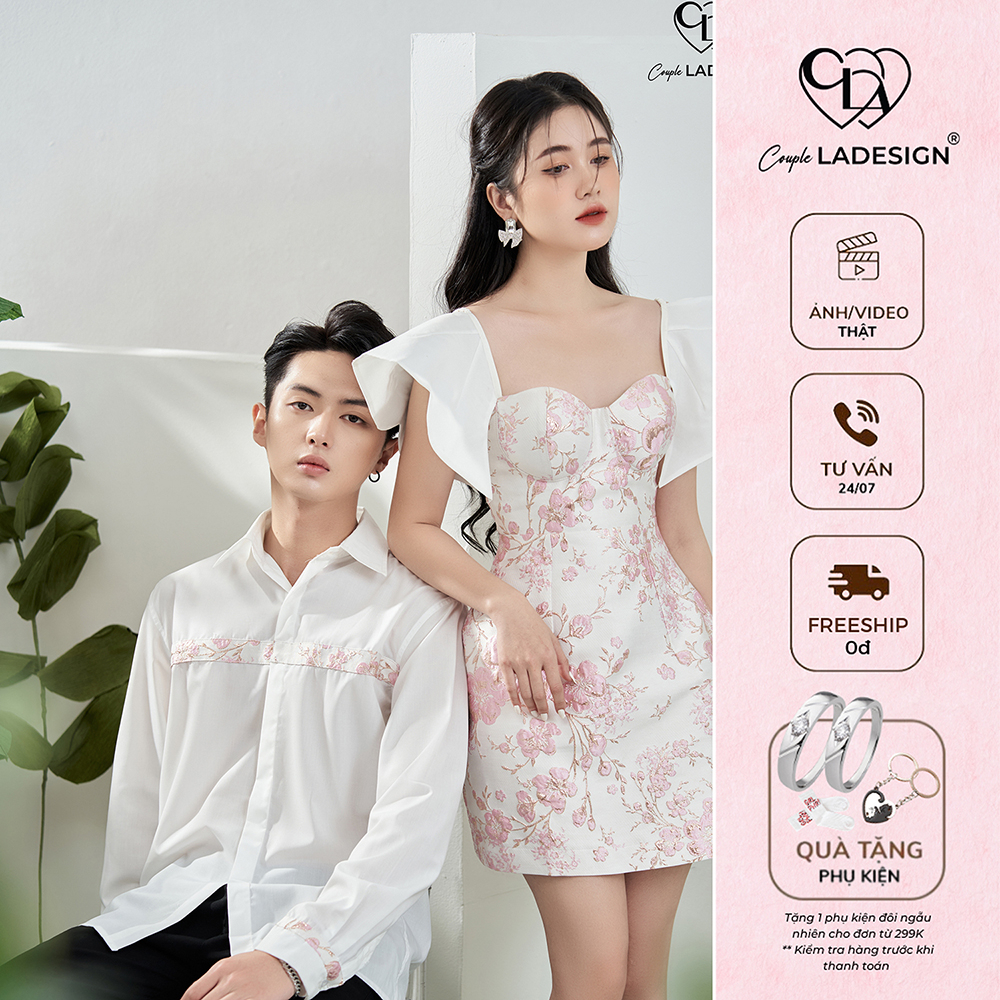 Đồ đôi nam nữ CoupleLADESIGN váy đầm nữ áo sơ mi nam hàng thiết kế cao cấp đi tiệc đi du lịch Joie Dress x Leo Shirt