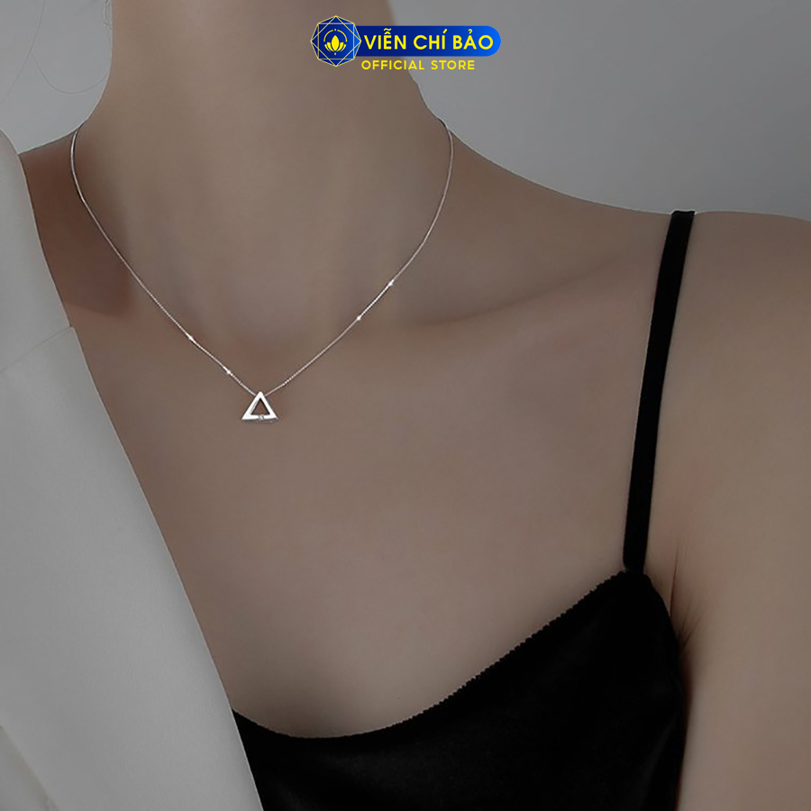 Dây chuyền hình tam giác đính đá chất liệu bạc 925 thời trang phụ kiện trang sức nữ Viễn Chí Bảo D400490x