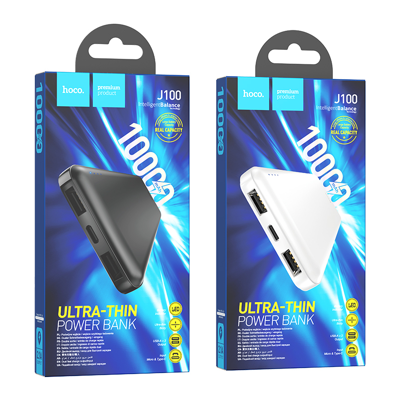 Pin sạc dự phòng Hoco J100 10000mAh max 2.1A tích hợp 2 Input typeC và microUSB (Màu Random) - Phụ Kiện 1986