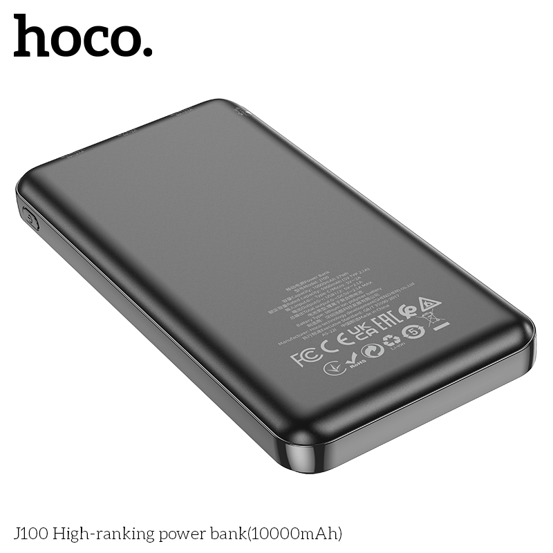 Pin sạc dự phòng Hoco J100 10000mAh max 2.1A tích hợp 2 Input typeC và microUSB - Hãng phân phối