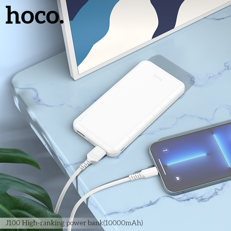 Pin sạc dự phòng Hoco J100 10000mAh max 2.1A tích hợp 2 Input typeC và microUSB - Hãng phân phối