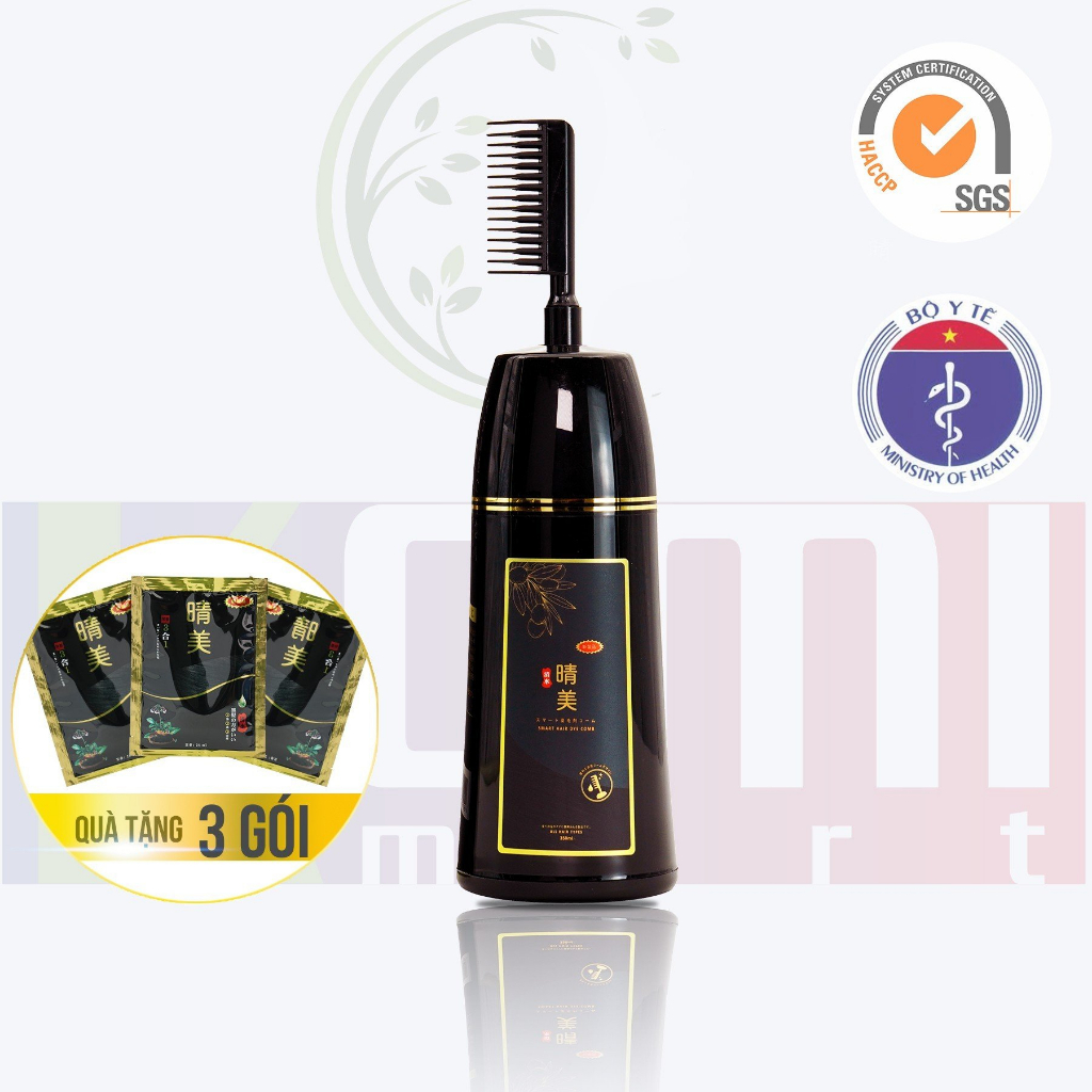 Lược Nhuộm Phủ Bạc Komi Nhật Bản Chai 350Ml Thành Phần Nhân Sâm Giúp Tóc Lên Màu Tự Nhiên Bóng Đẹp Và Khỏe Tóc