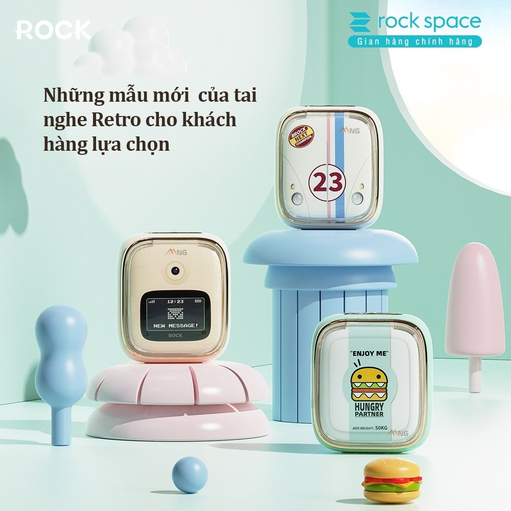 Tai nghe không dây nhét tai Rock Retro Style True Wireless Bluetooth Rockspace nghe nhạc lên đến 24h Hàng chính hãng