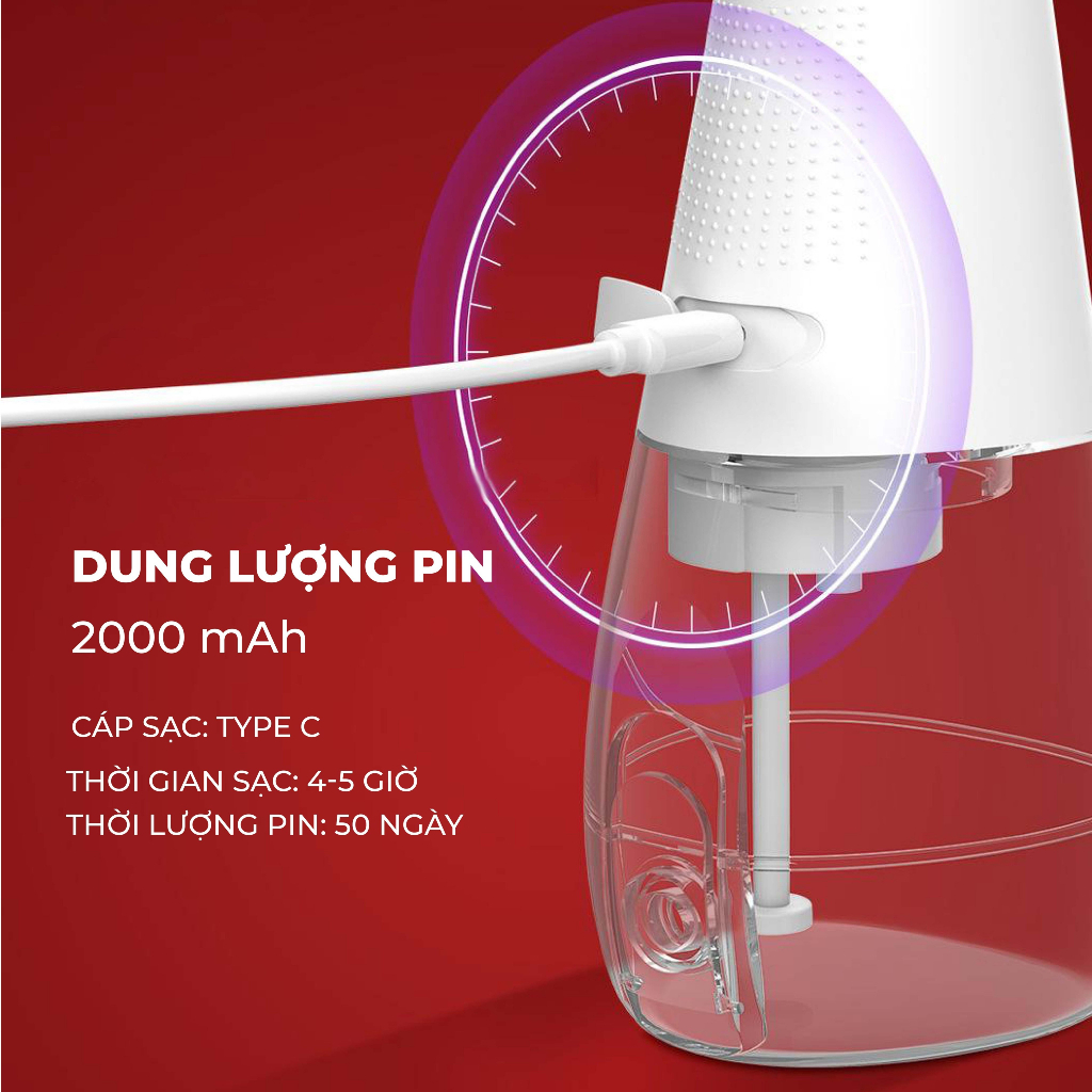 Máy tăm nước KAW cao cấp, máy tăm nước cầm tay công nghệ tia nước sạch X4 Lần, 5đầu xịt làm sạch răng miệng -Aichi House