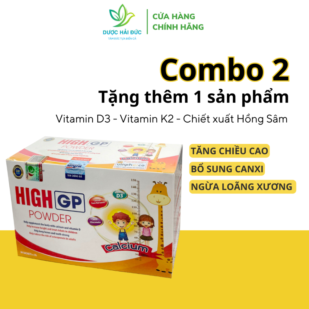 [Combo] 2 Cốm uống tăng chiều cao Great Height ( 30 gói/3g ) giúp bổ sung canxi cho trẻ