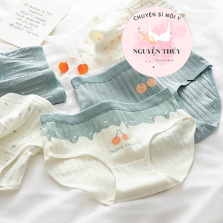 Set 10 Quần Lót Nữ Cotton Cute  HÀNG CAO CẤP  Quần Chip Trái Cam Gân Tăm Chống Nhăn, Thấm Hút Mồ Hôi Siêu Co Giãn