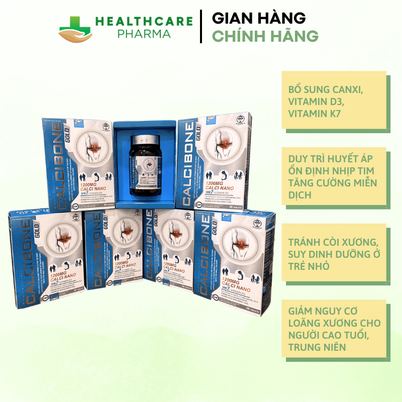 Canxi cho bà bầu và người thiếu hụt Canxi CALCI BONE bổ sung Canxi, vitamin D3, Vitamin K7 cho cơ thể - Hộp 30 viên