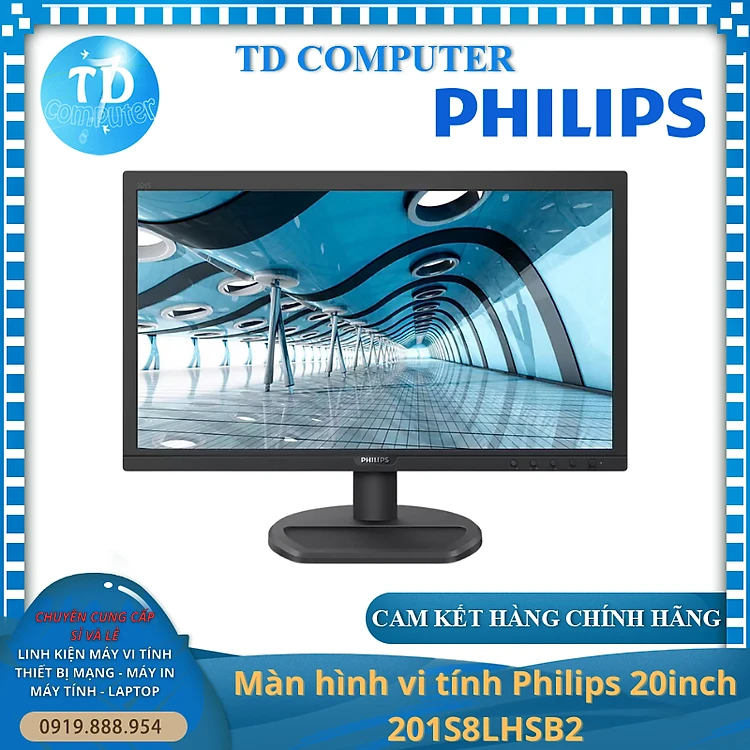 Màn hình máy tính Philips 201S8LHSB2 20inch (19.5" HD 60Hz, HDMI+VGA) - Hàng chính hãng DigiWorld phân phối