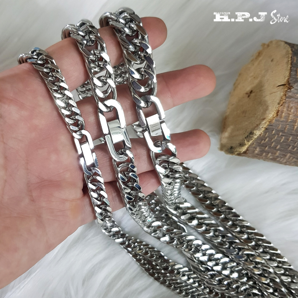 Dây chuyền xích kép vuông cạnh khóa vuông.