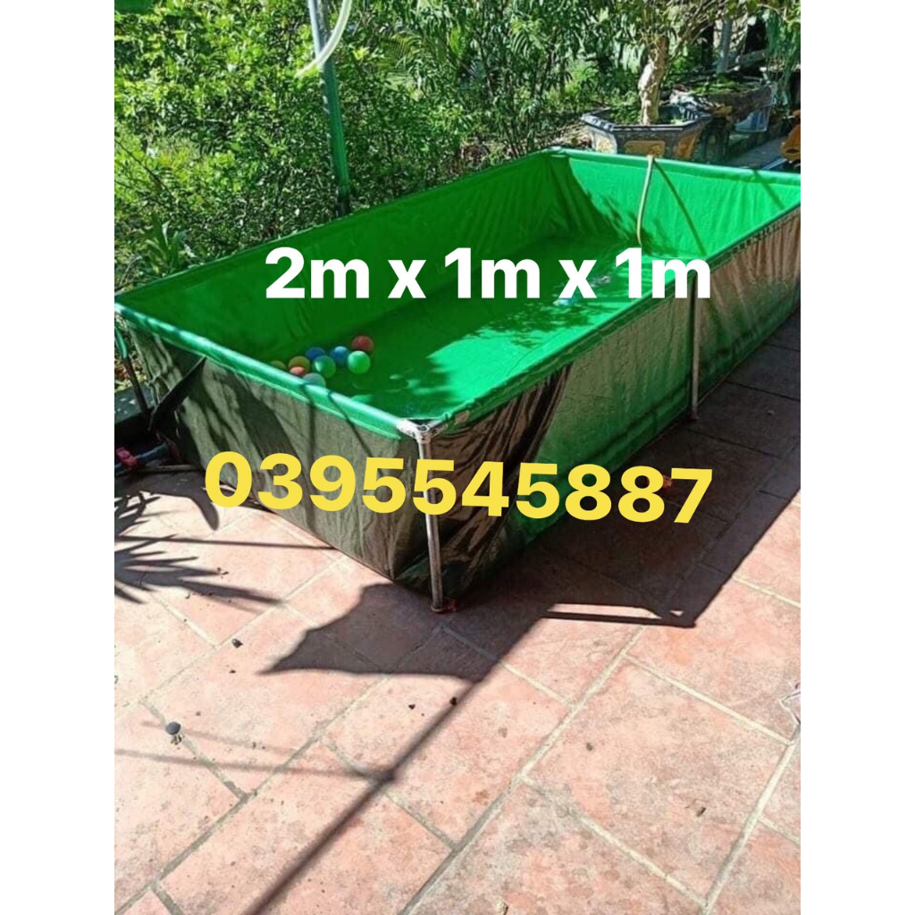Bể mini xanh bộ đội kích thước nhỏ 1m x1m x 0.5m