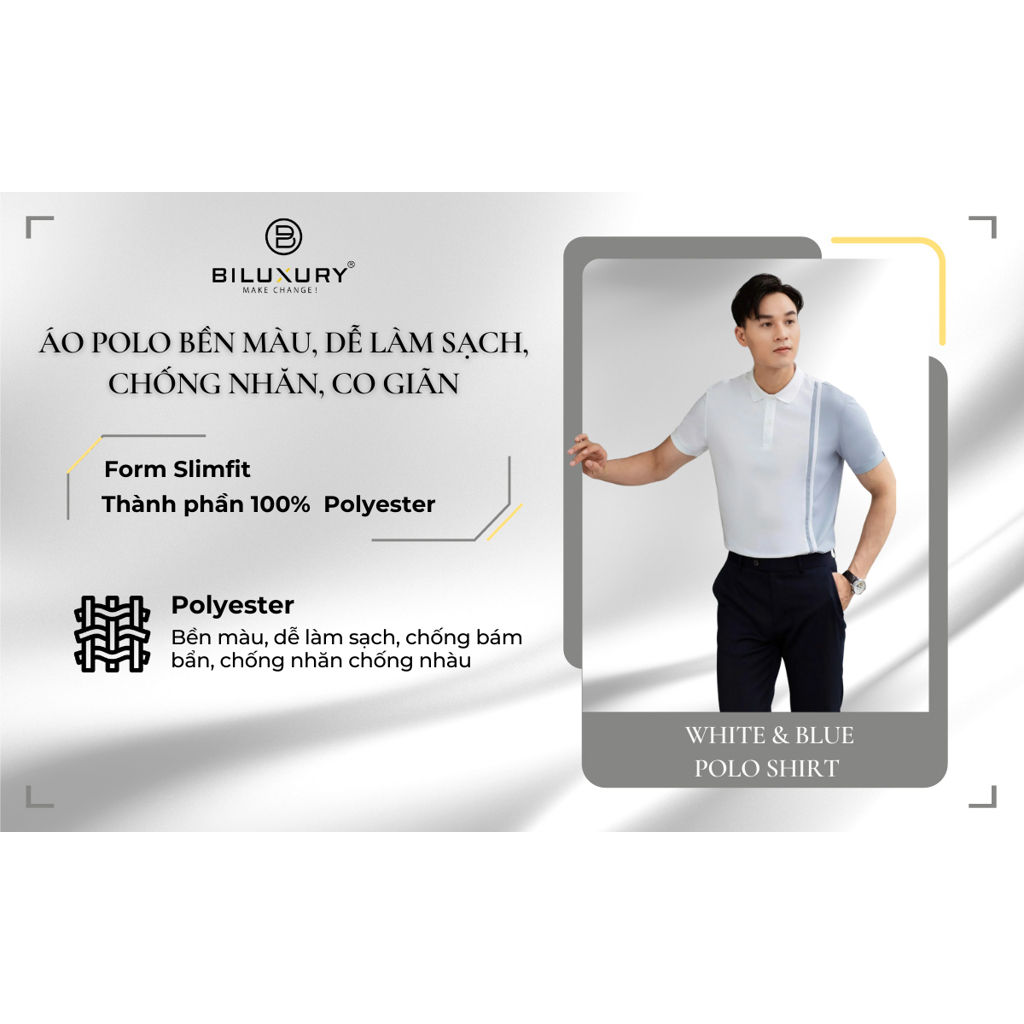 Áo Polo Nam Biluxury 7APCT005XAH Form Slimfit Ôm Vừa Tôn Dáng Phối Màu Trẻ Trung