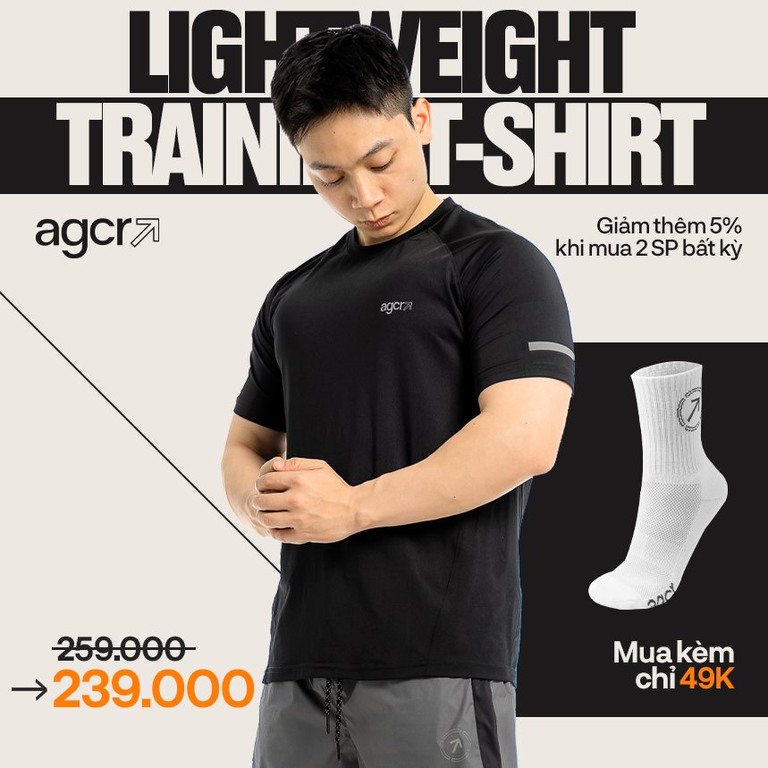 Áo tập thể thao siêu nhẹ tay áo phông AGCR Lightweight Training T-Shirt tập luyện, chơi thể thao trong nhà ngoài trời