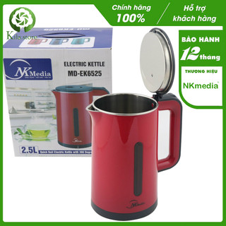 Ấm siêu tốc inox 2 lớp 2.5l nk media md-ek6525 - màu ngẫu nhiên - hàng chính hãng
