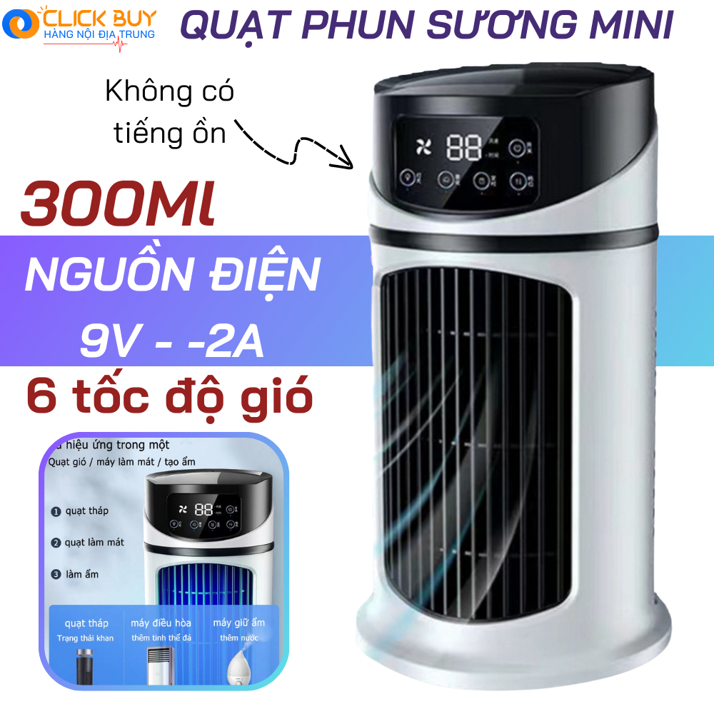 Quạt Phun Sương Mini Quạt Điều Hòa Hơi Nước Phun Sương Để Bàn Tích Hợp Đèn Ngủ Và 6 Tốc Độ Gió
