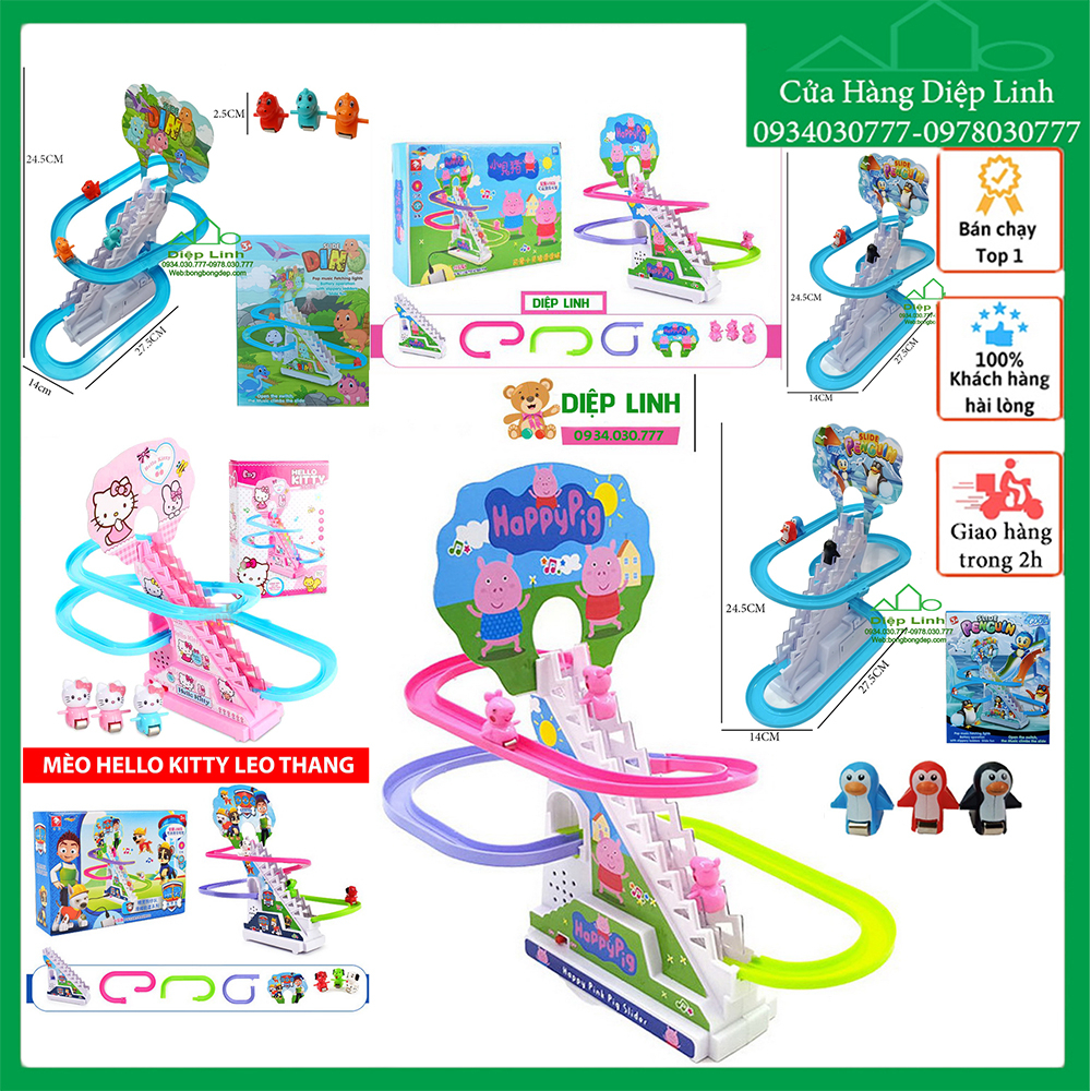 Bộ đồ chơi heo Peppa cầu trượt leo thang - Đồ chơi phát nhạc