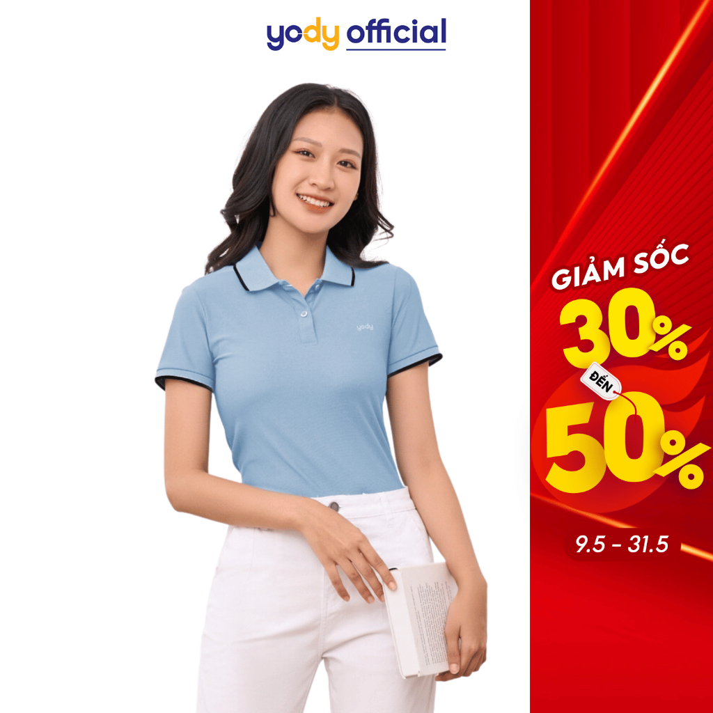 Áo polo YODY nữ có cổ bẻ vải thun thoáng mát co giãn tốt phông bền màu NPS33