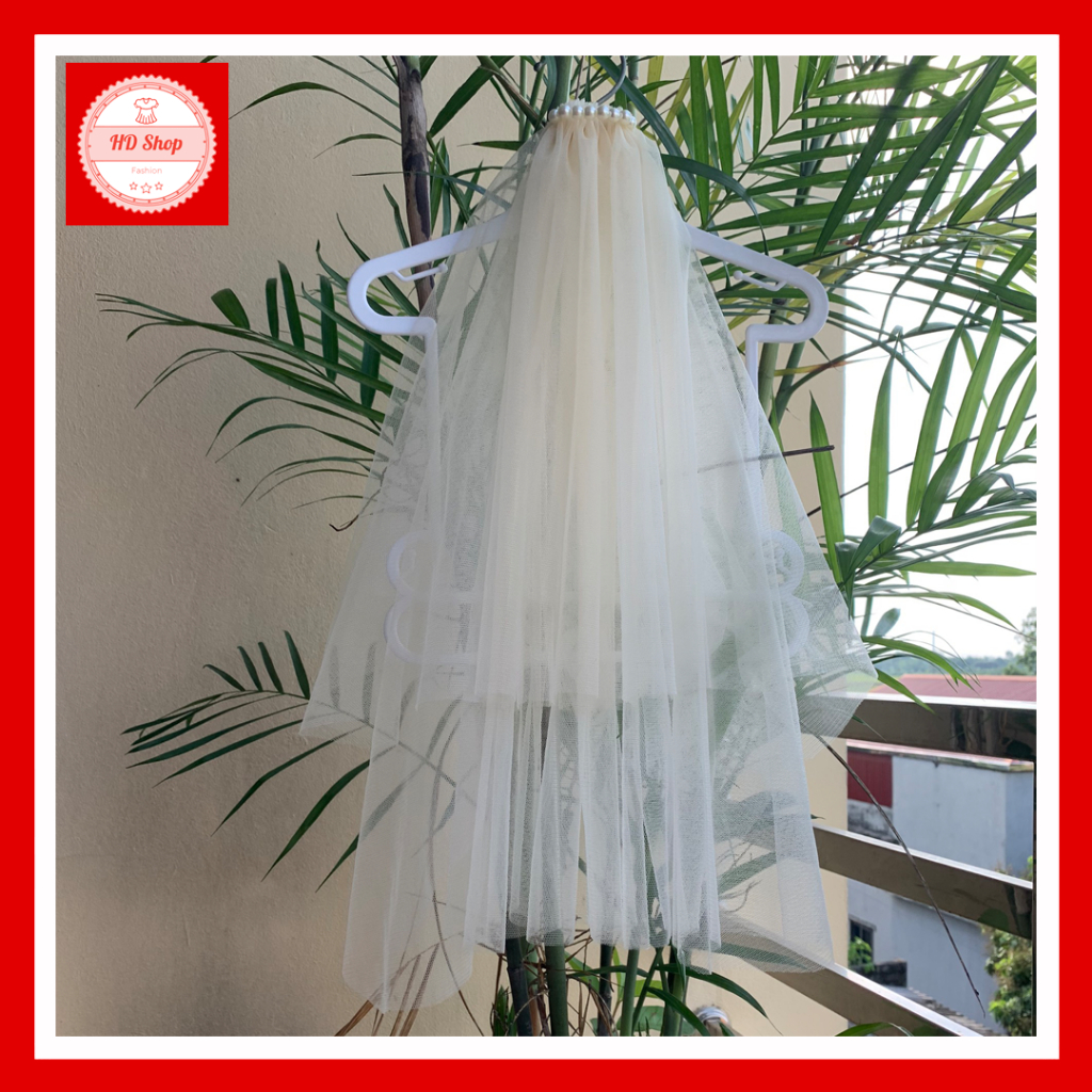 Lúp cô dâu màu kem, Lúp cô dâu cho bé màu be dài từ 50CM đến 130CM