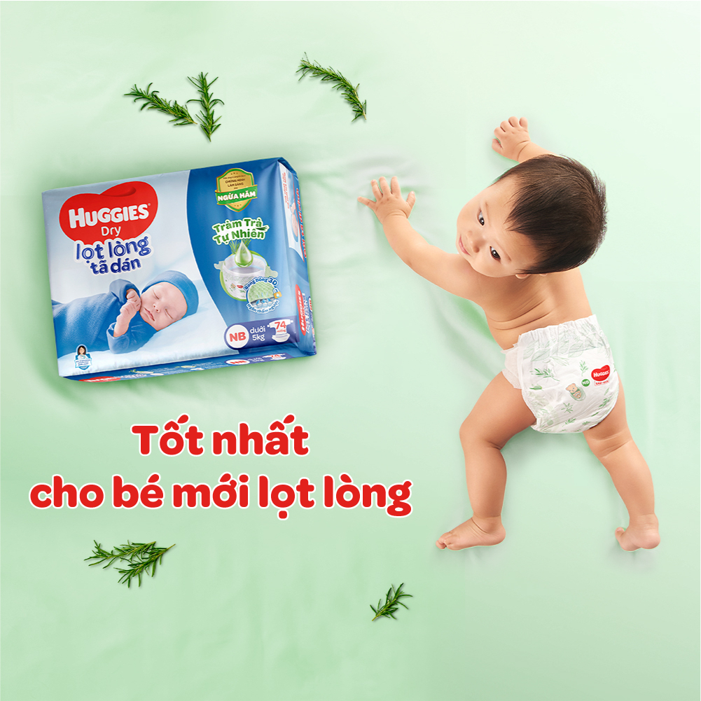 Tã dán lọt lòng Huggies Dry NB 70 miếng + tặng 6 miếng:Chính Hãng