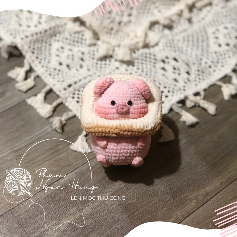 Lợn bánh mì, lợn nhồi bông, lợn len, len móc thủ công