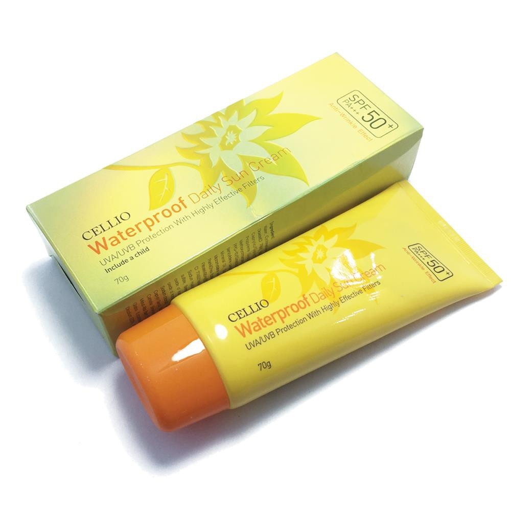 Kem Chống nắng Cellio Waterproof Daily Sun Cream SPF50+/PA+++ 70g - Màu Vàng