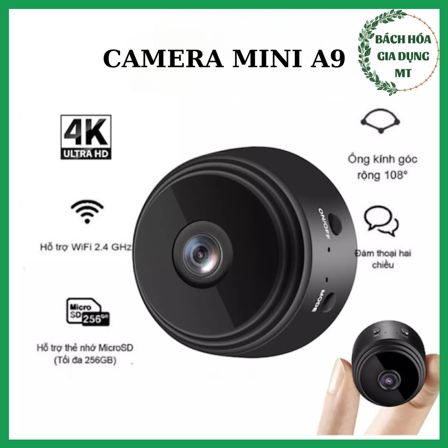 Camera Wifi Mini KHông Dây A9,Camera Quay An Ninh A9 Kết Nối Wifi 1080P HD IP Hỗ Trợ Tầm Nhìn Ban Đêm, Có App Xem Từ Xa