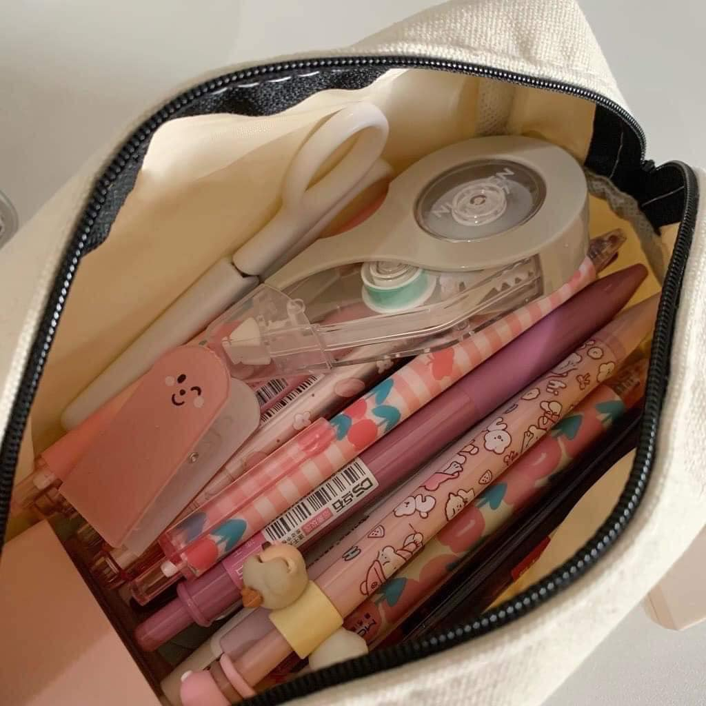 Túi Đựng Bút, Hộp Bút Vải Hình Gấu Losto Dễ Thương