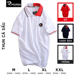 Áo thun nam polo cổ bẻ men fashion rurumen áo phông cá sấu thêu logo bo cổ phối