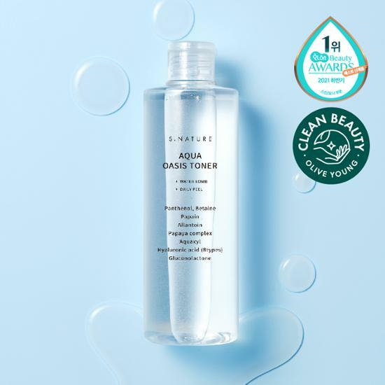 Toner S.NATURE chứa PHA làm sạch dưỡng ẩm Aqua Oasis Toner Water bomb & Daily Peel 300mL