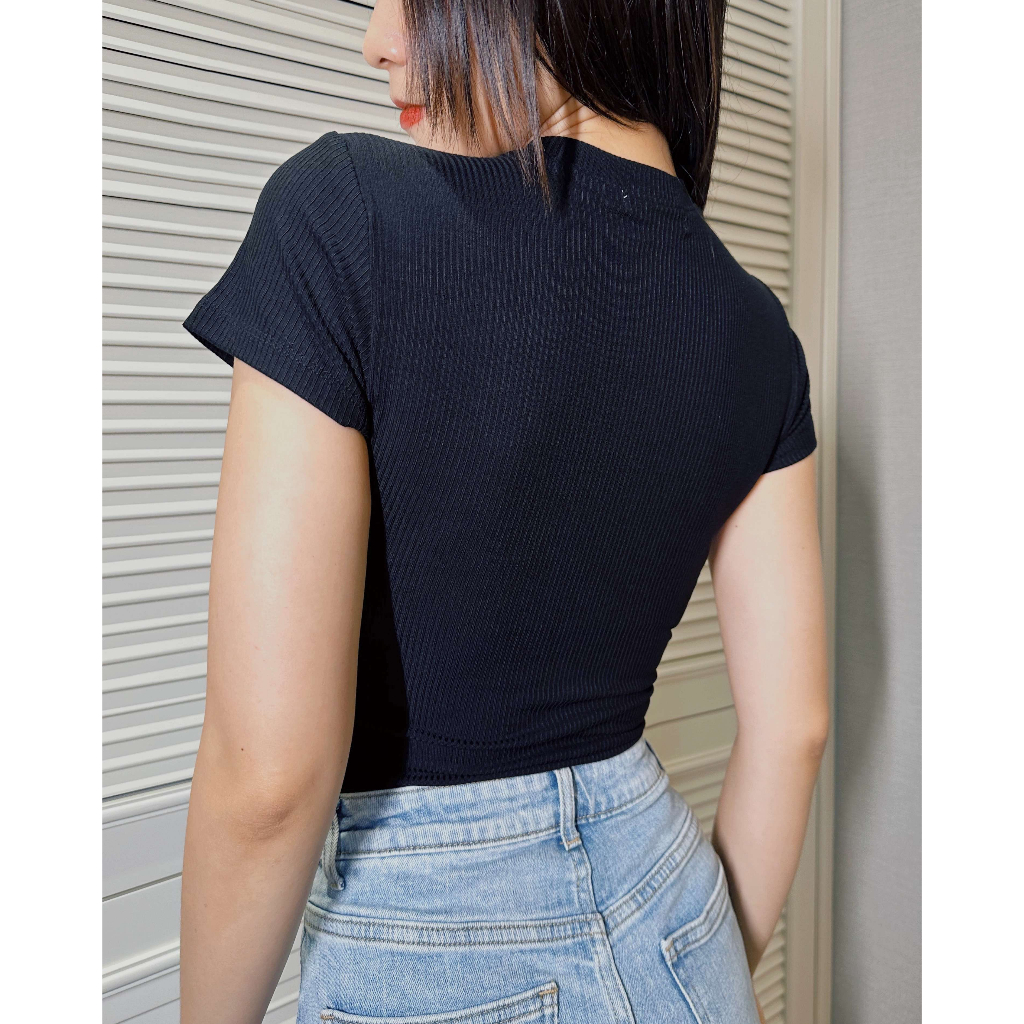 Áo Liền Thân Nữ - Bodysuit Cổ Tròn Tay Ngắn Thun Cotton Lụa Gân Tăm Co Giãn 4 Chiều The Butterfly