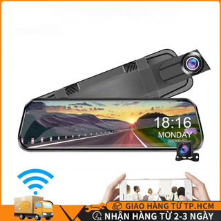 Camera hành trình ô tô, Full HD 1080p gương, màn hình 10 inh, ghi hình trước sau.