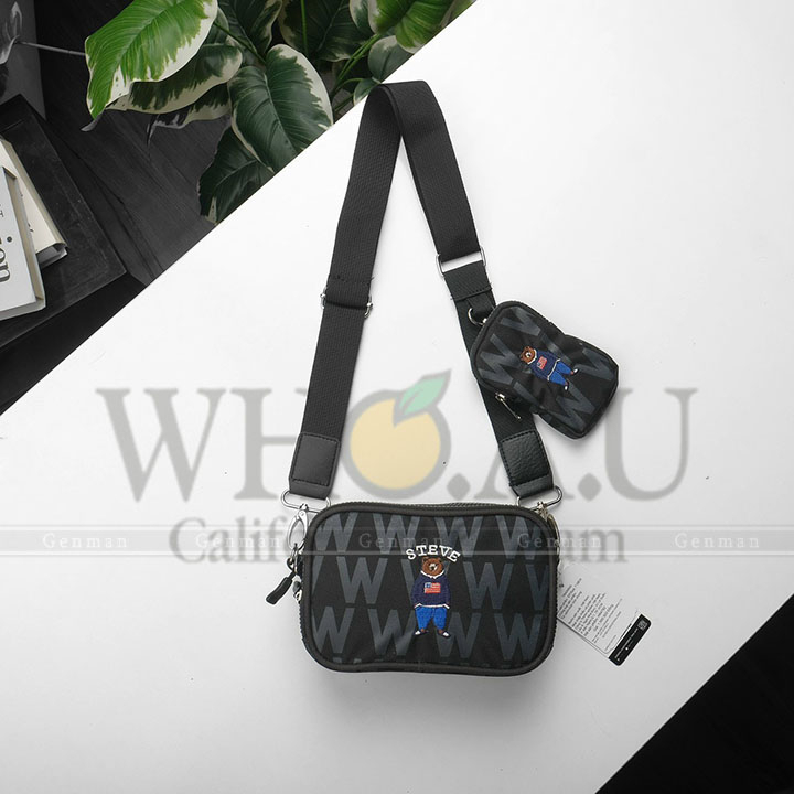 Túi Đeo Chéo WHOau Steve Xuất Xịn 2 Ngăn, Chất Vải Cao Cấp Hai Ngăn Kéo, Túi Gấu WHOau Messenger Dáng Hộp Cực Đẹp