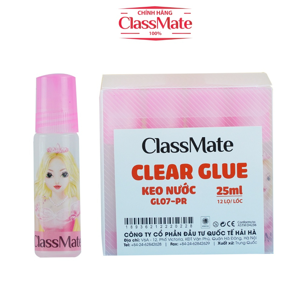 Combo 3 Lọ Keo Nước Hồ Dán Công Chúa Dán Giấy Thủ Công Học Sinh CLASSMATE - 1 Lọ Siêu Dính 25ml  CL-GL07-PR