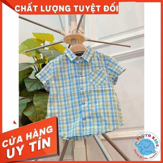 Áo sơ mi kẻ caro xanh cho bé trai