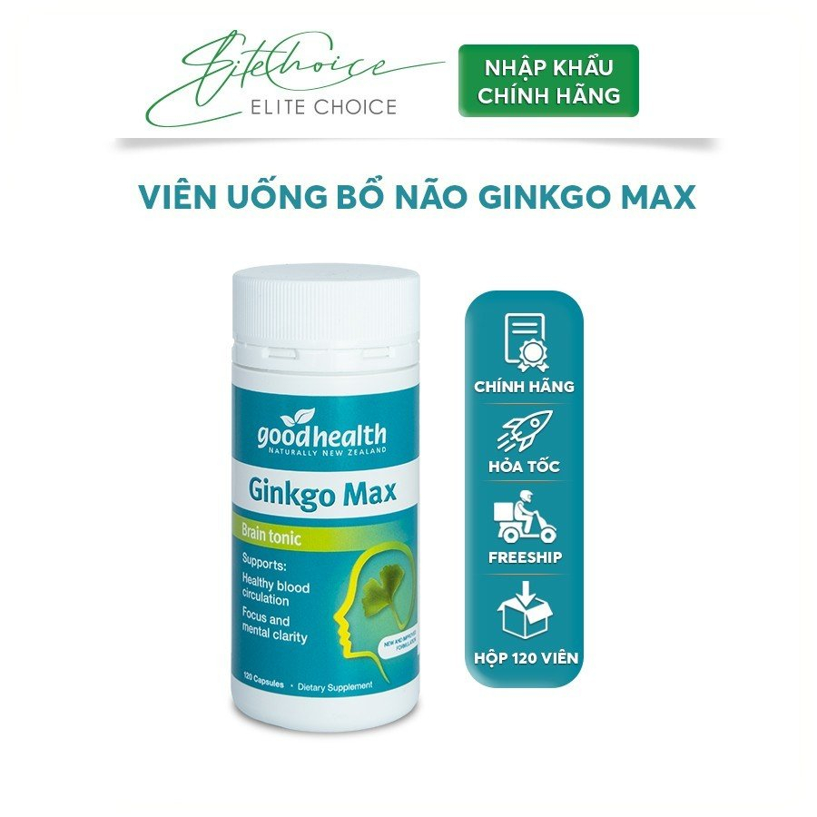 Viên uống bổ não Goodhealth Ginkgo Max 8000 hộp 120 viên - Tăng tuần hoàn não, hỗ trợ trí nhớ và giấc ngủ