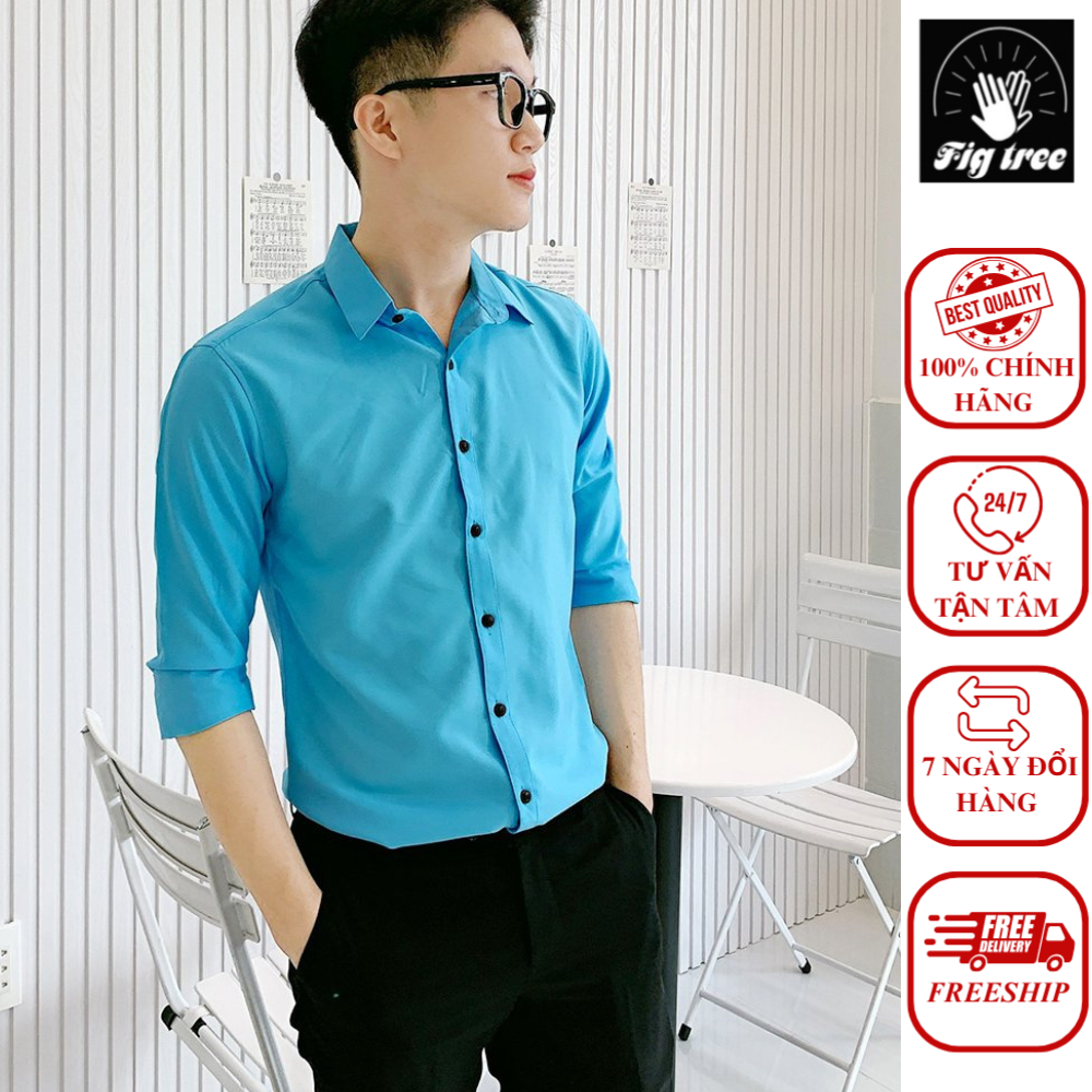 Áo Sơ Mi Nam Fig Tree Xanh Ngọc Siêu Đẹp