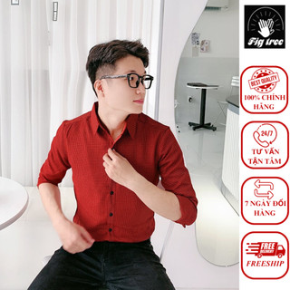 Áo sơ mi nam sọc caro đỏ nhuyễn siêu hot mã 51d