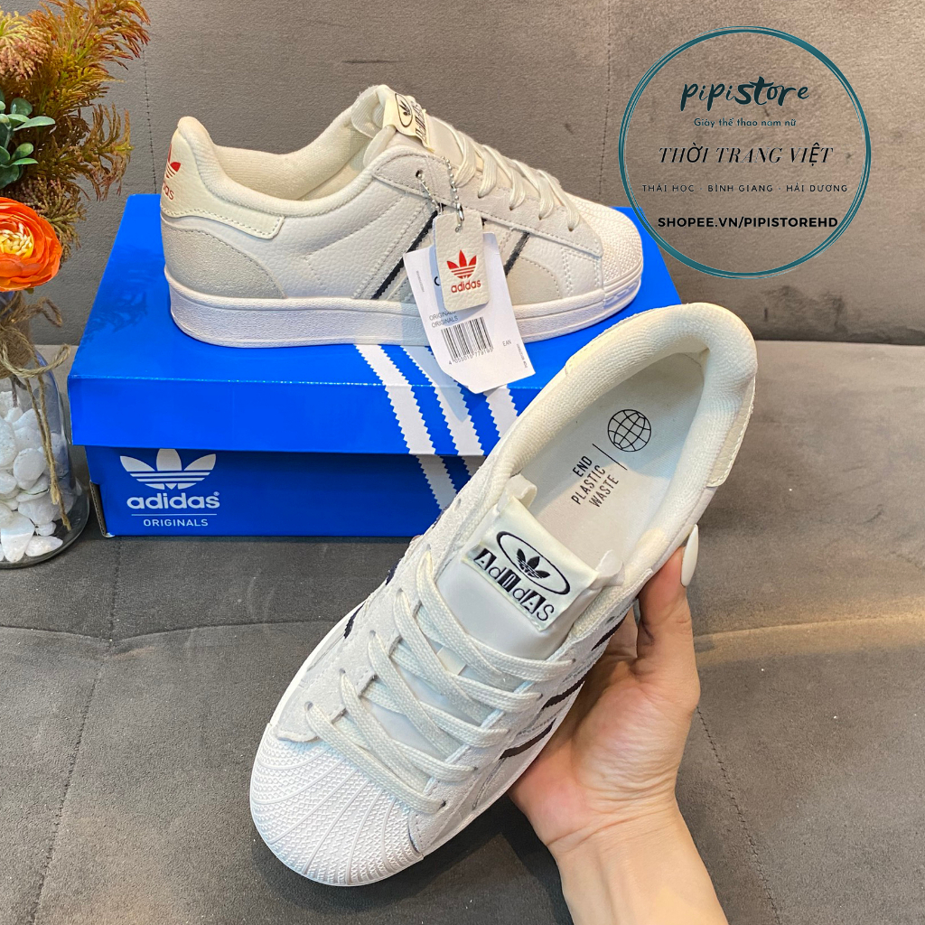 Giày Adidas superstar, adias Sò trắng Da lộn full box size 36-43  bill giấy gói