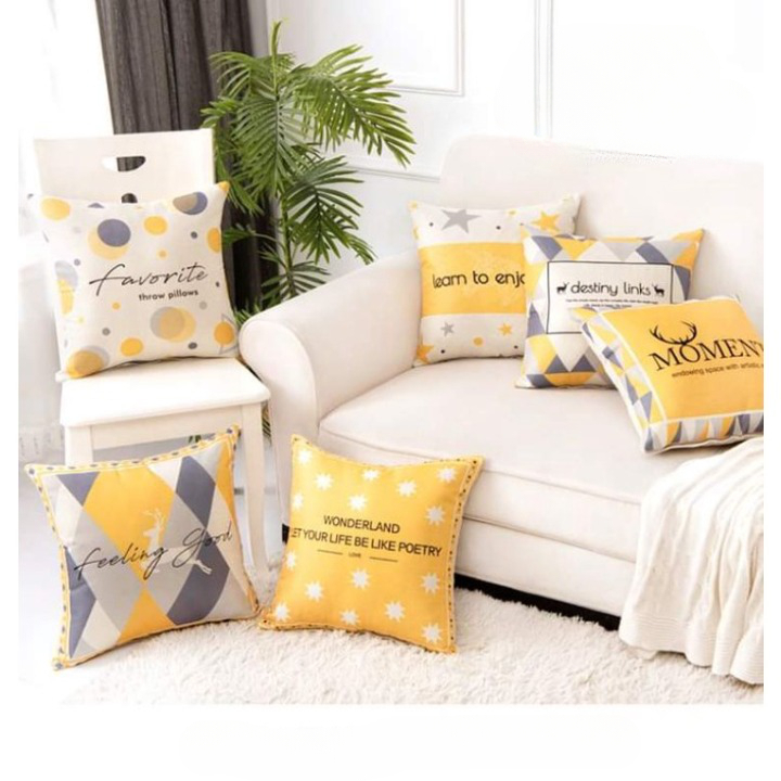 Gối tựa sofa, gối vuông tựa lưng trang trí decor nhà quán cafe chất vải bố kích thước 45x45cm