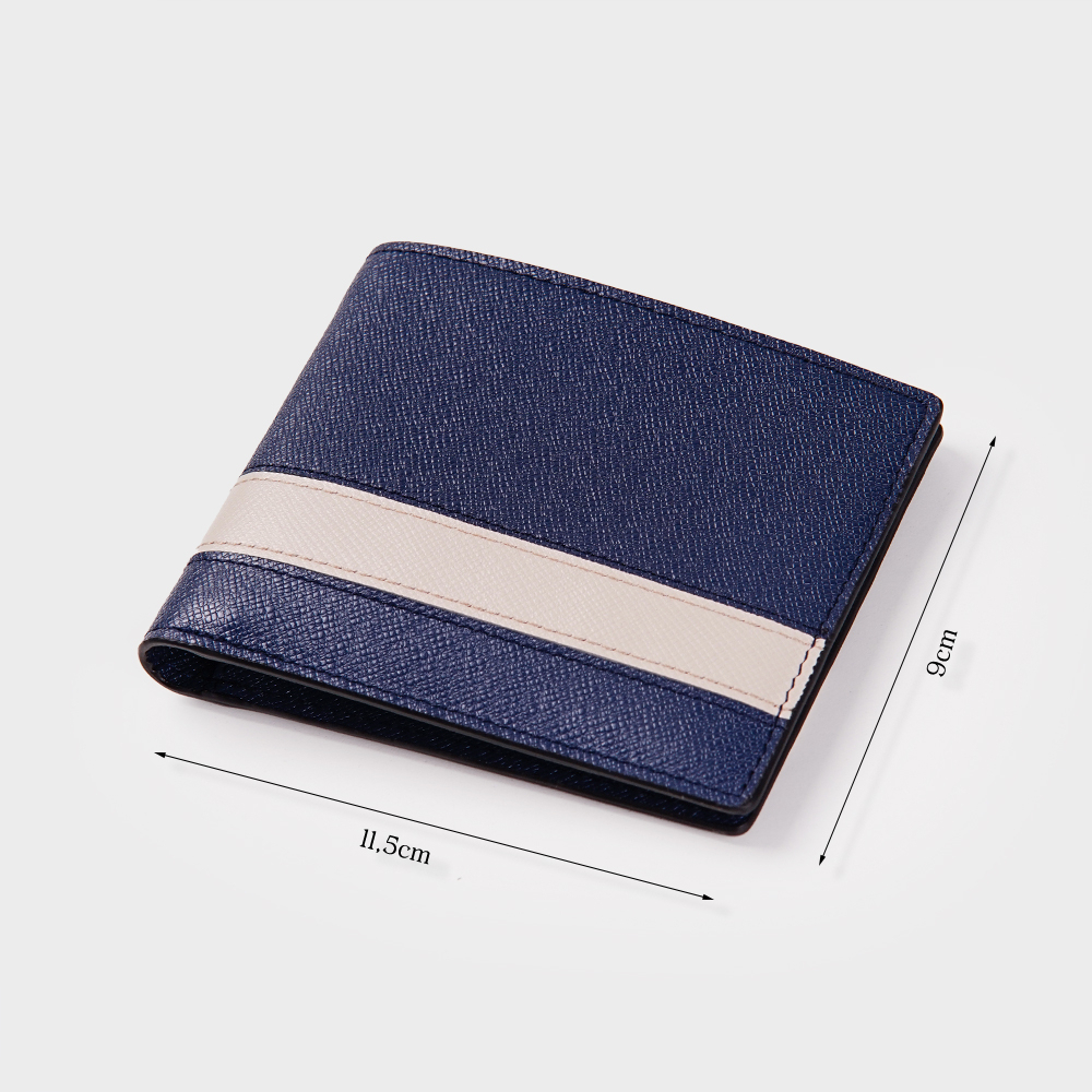 Bóp Ví Nam Da Bò Saffiano Phối Màu Phong Cách DFA261