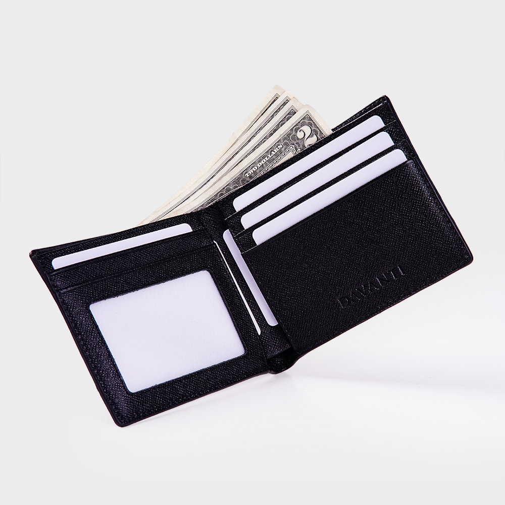 Bóp Ví Nam Da Bò Saffiano Phối Màu Phong Cách DFA261