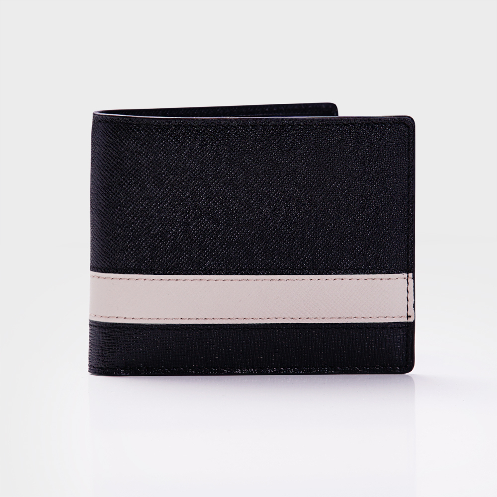 Bóp Ví Nam Da Bò Saffiano Phối Màu Phong Cách DFA261